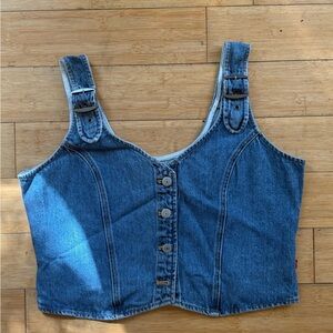 Levi’s Denim Button-Up Crop Top with Adjustable Straps
